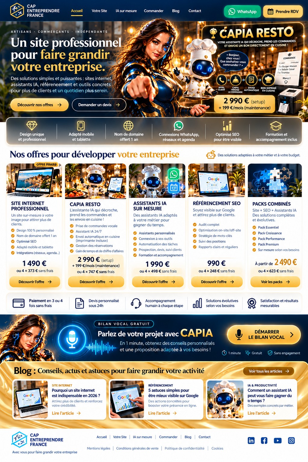 CAPIA et les cinq offres de Cap Entreprendre France